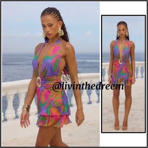 RUNAWAY THE LABEL Size Large Kiata Mini Dress - Diaz Iris